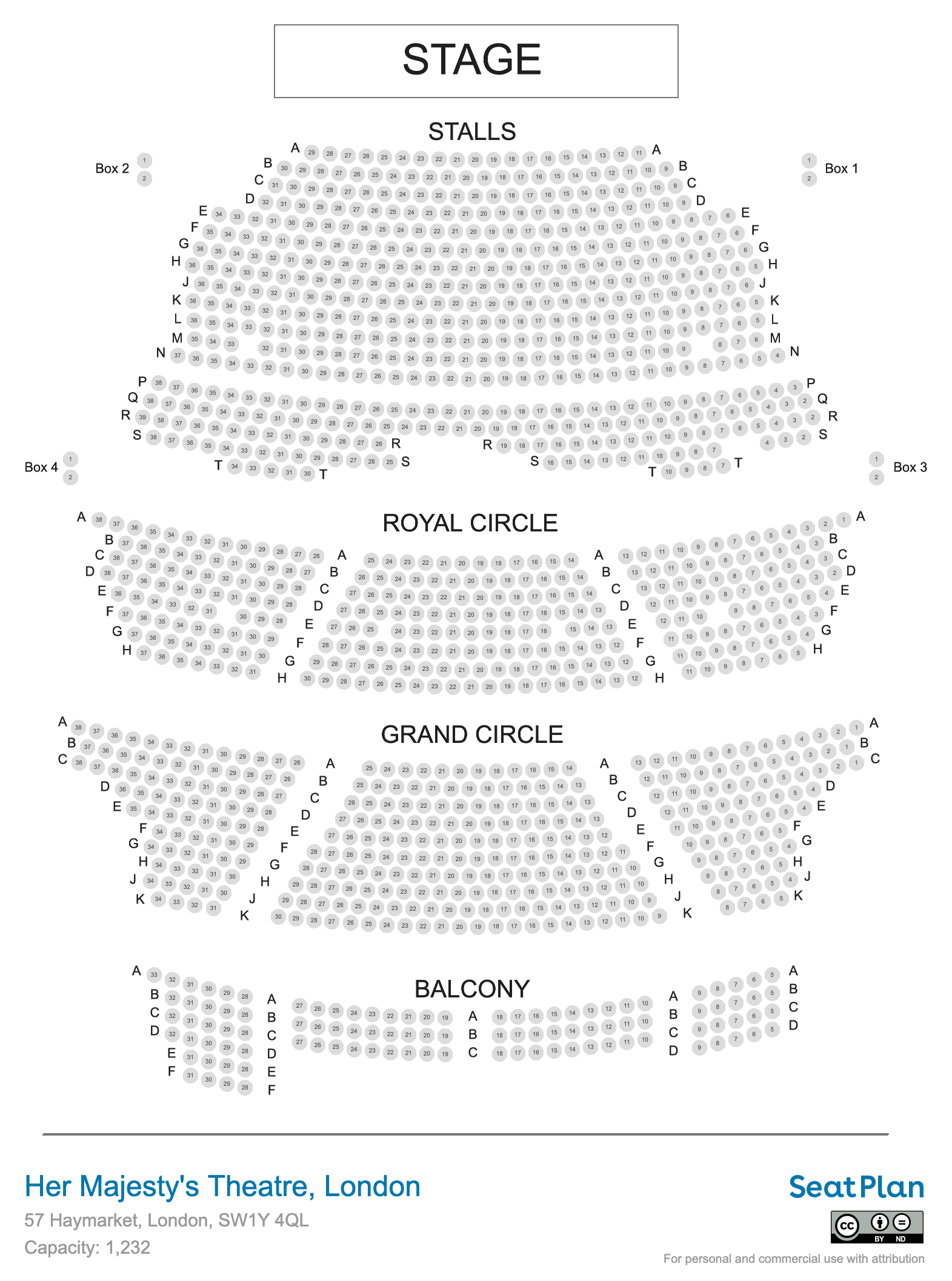 His Majesty's Theatre Seating Plan