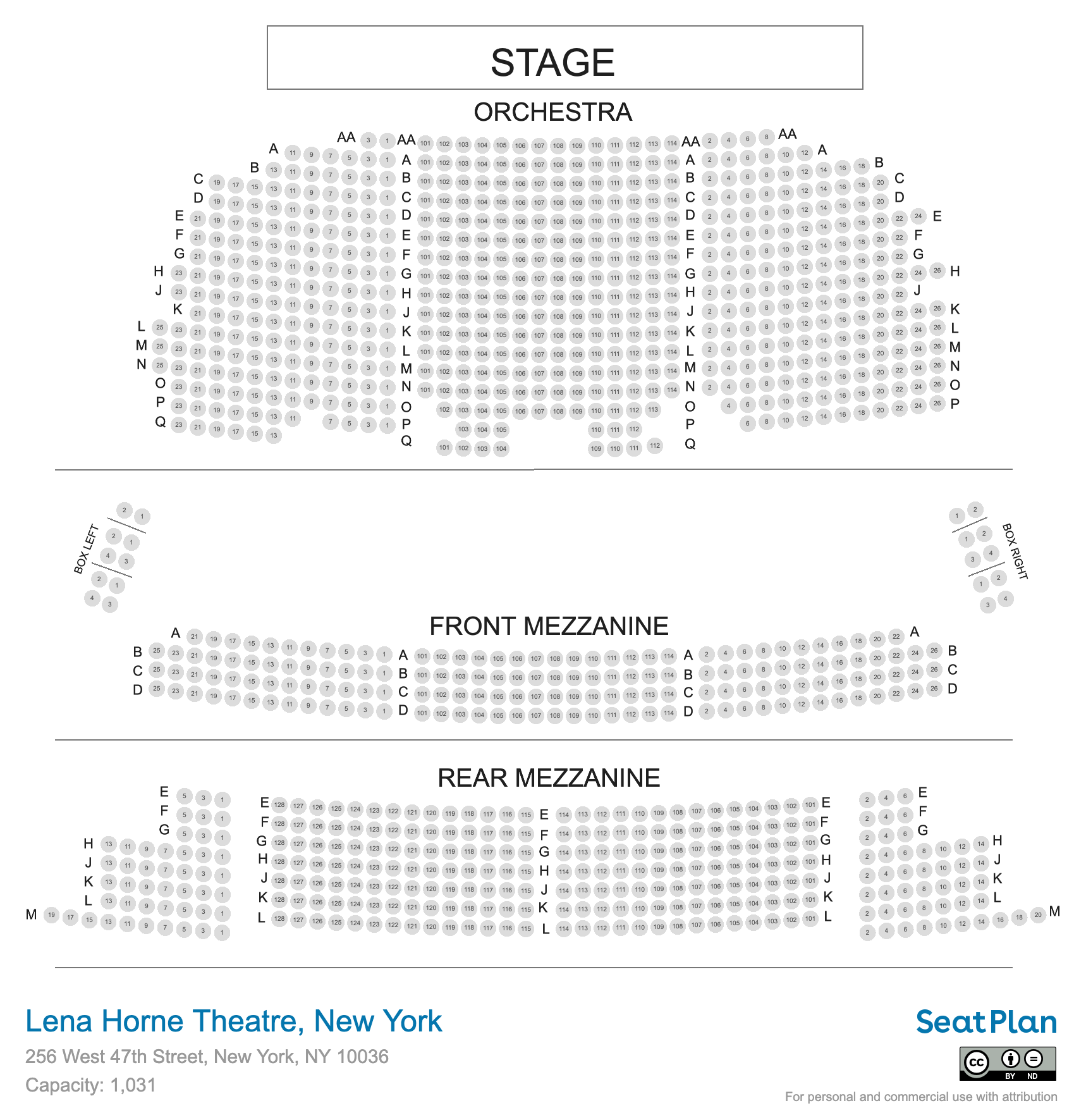 Lena Horne Theatre Seating Chart