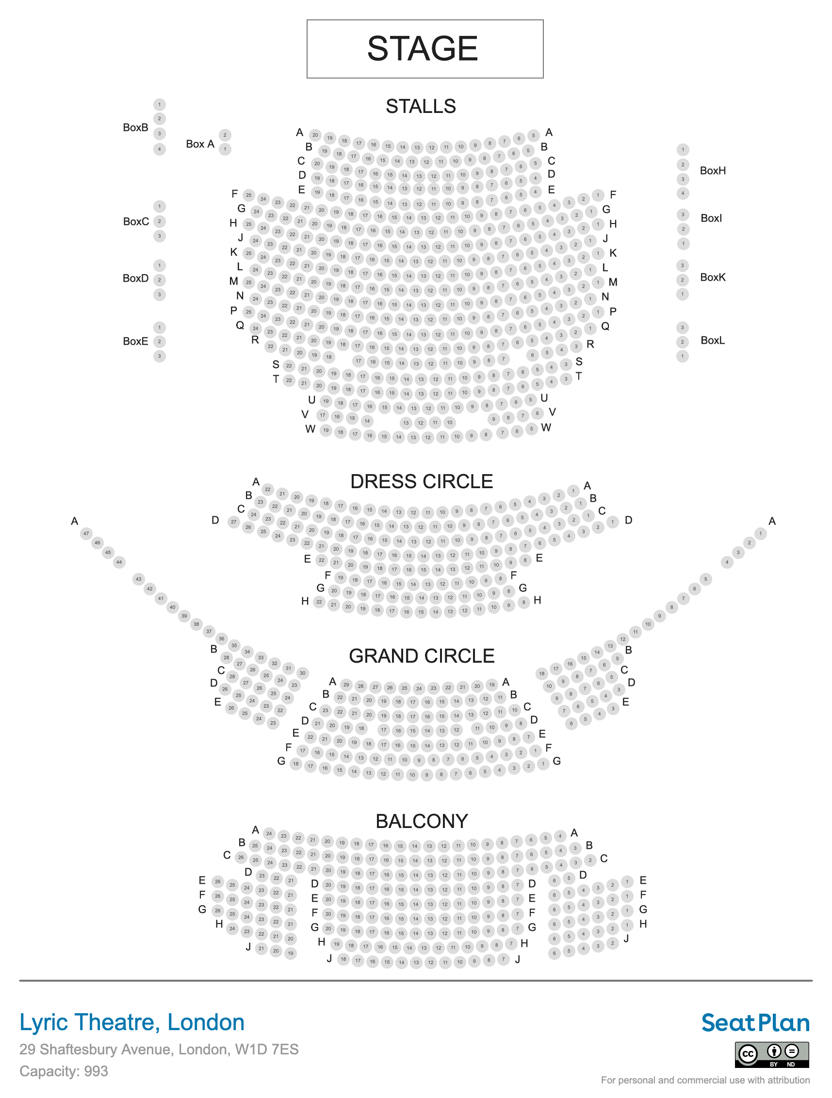 Lyric Theatre seating plan