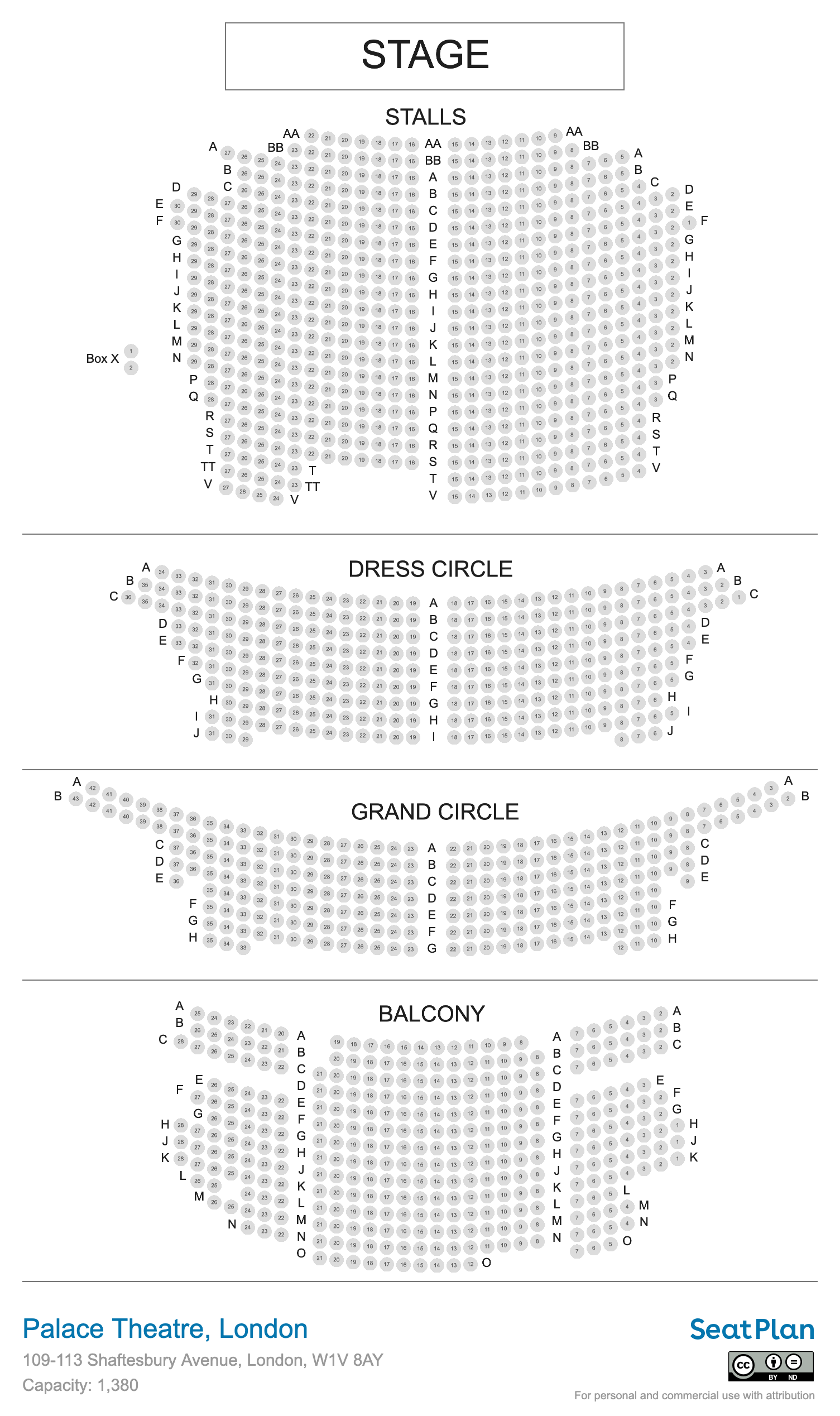 Palace Theatre seating plan