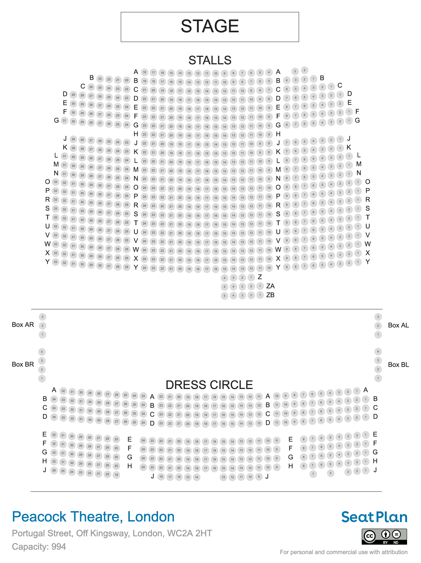 Peacock Theatre seating plan