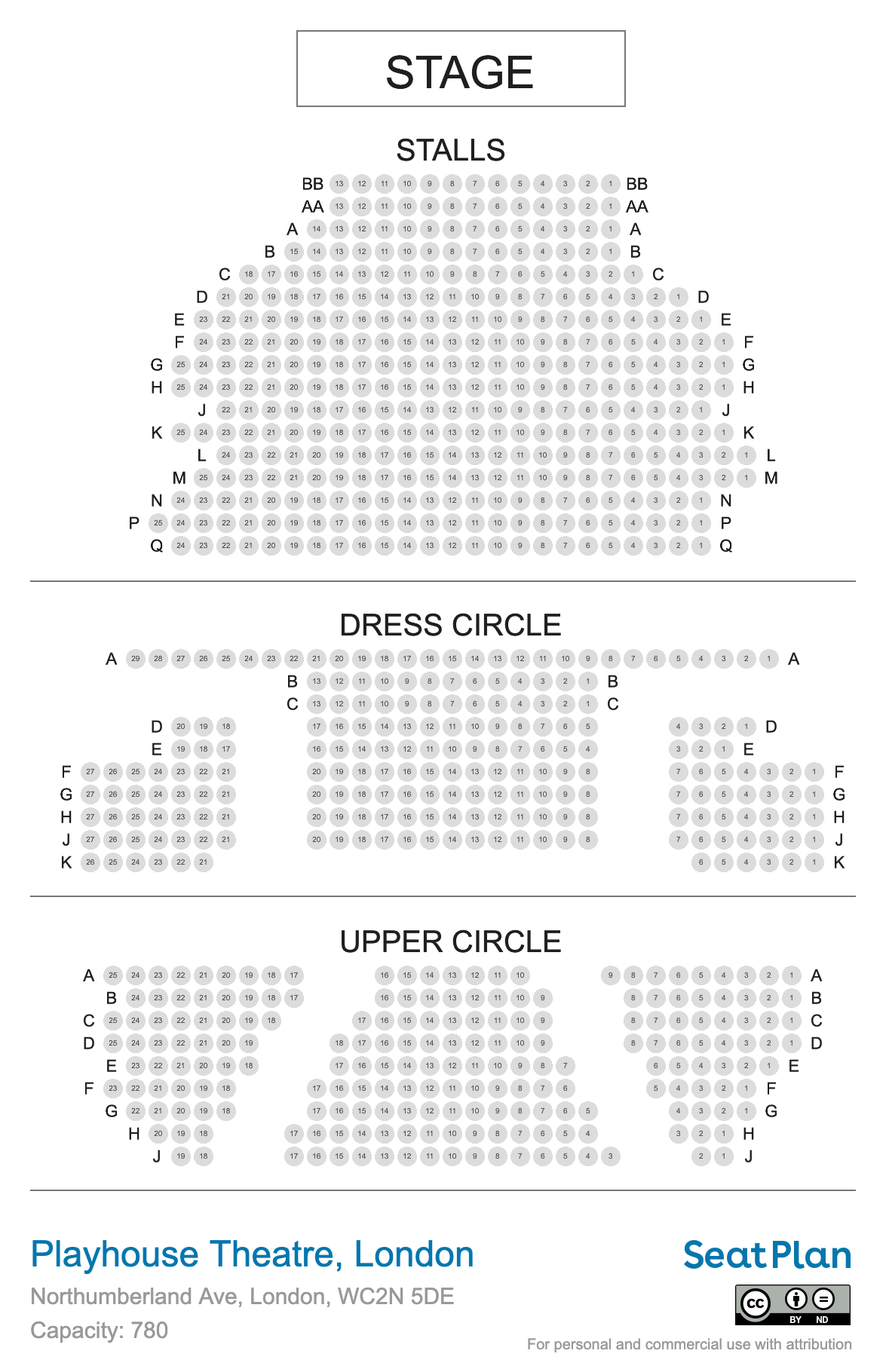 Playhouse Theatre seating plan