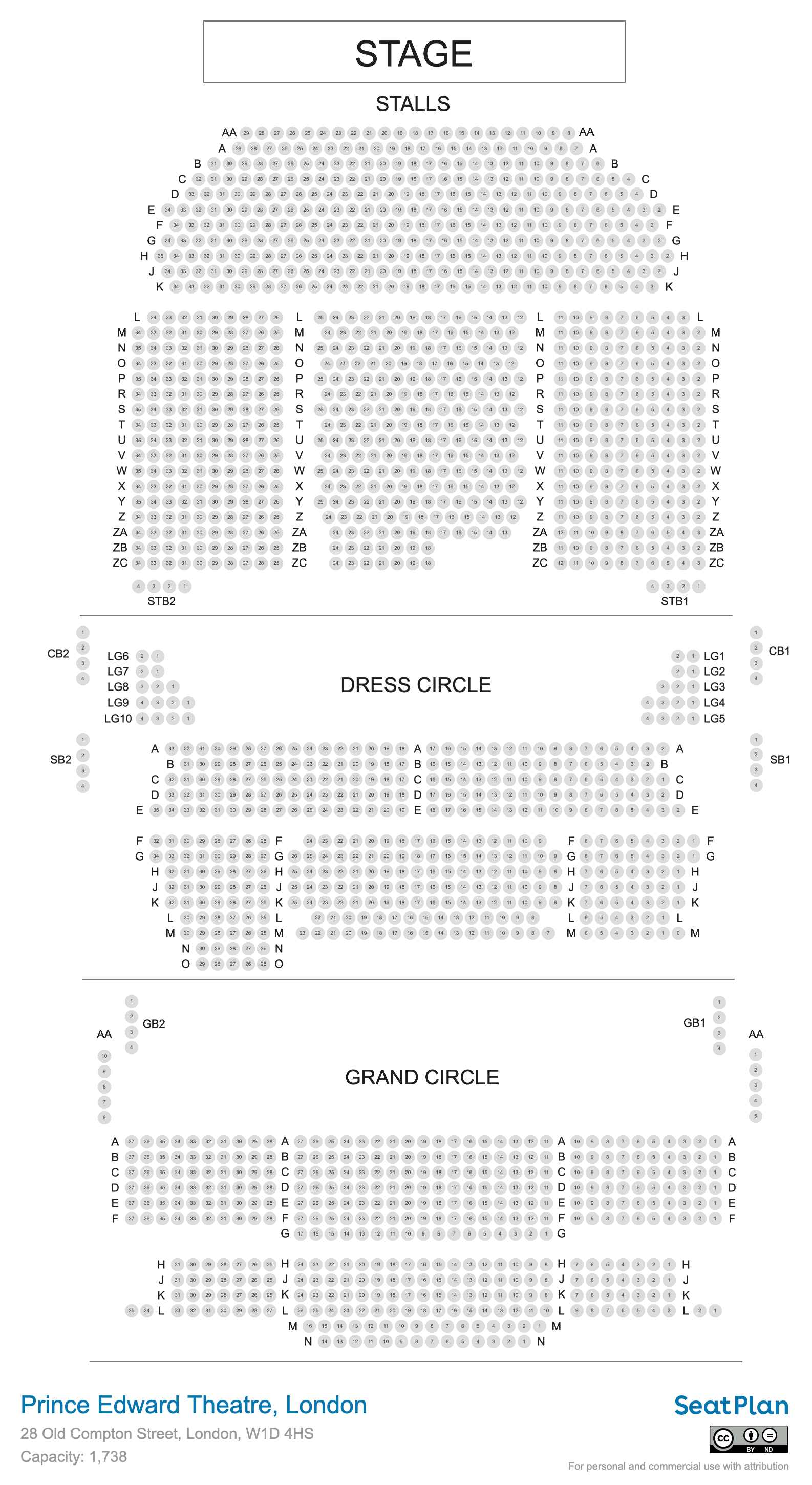 Prince Edward Theatre seating plan