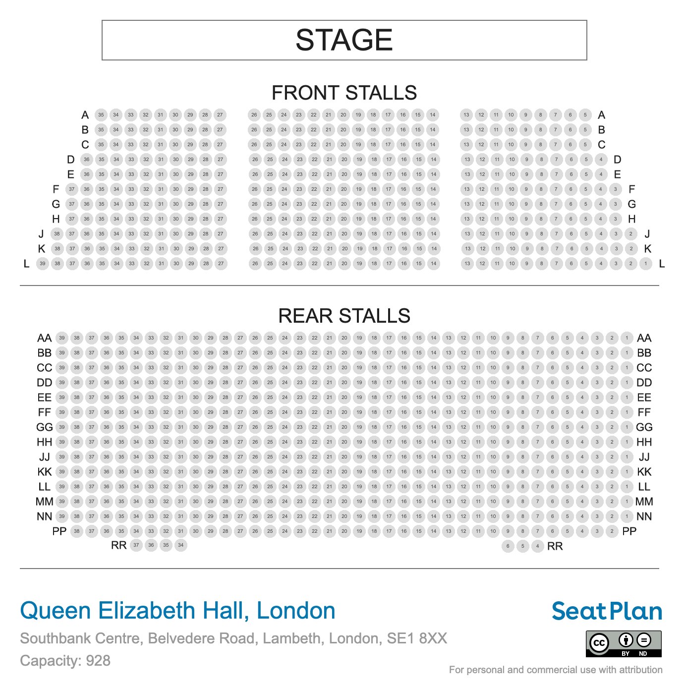 Queen Elizabeth Hall Seating Plan