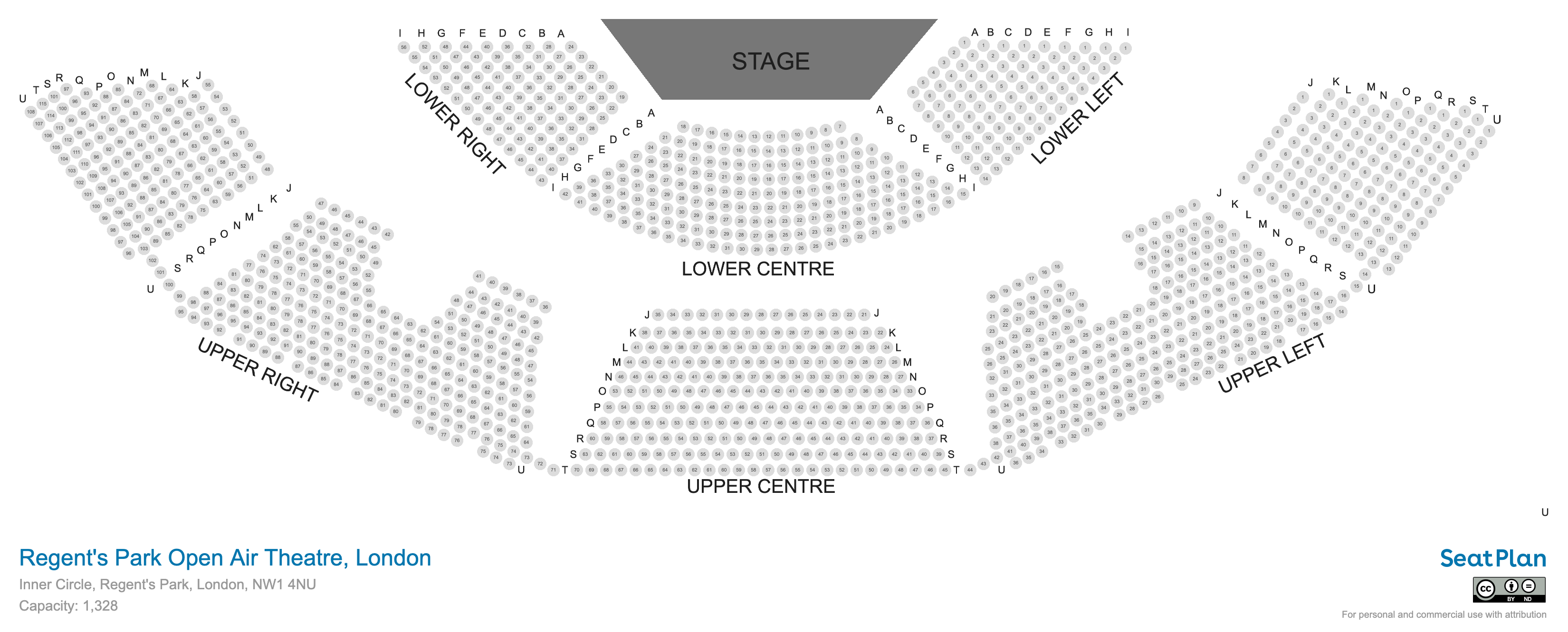 Regent's Park Open Air Theatre seating plan