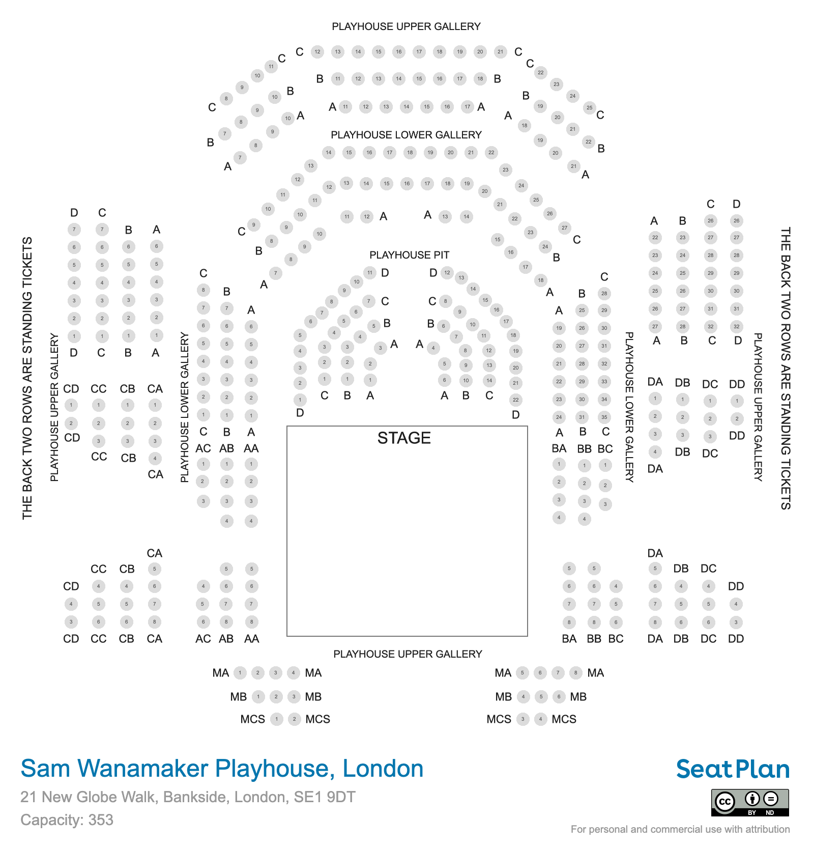 Sam Wanamaker Playhouse Seating Plan