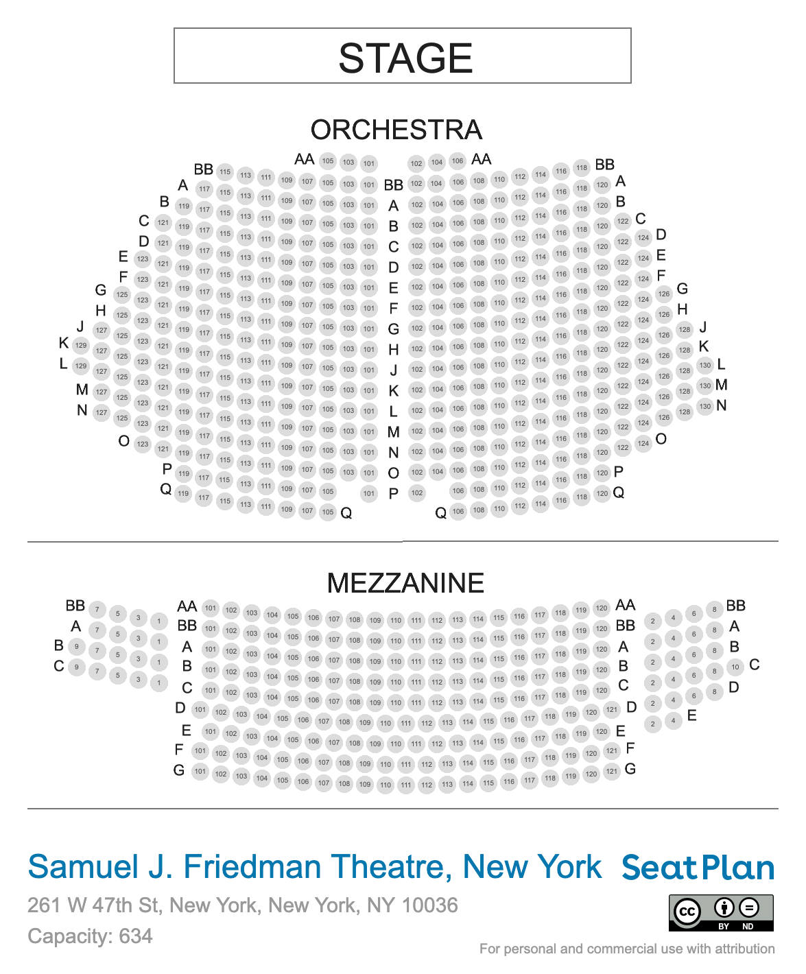 Samuel J. Friedman Theatre Seating Chart