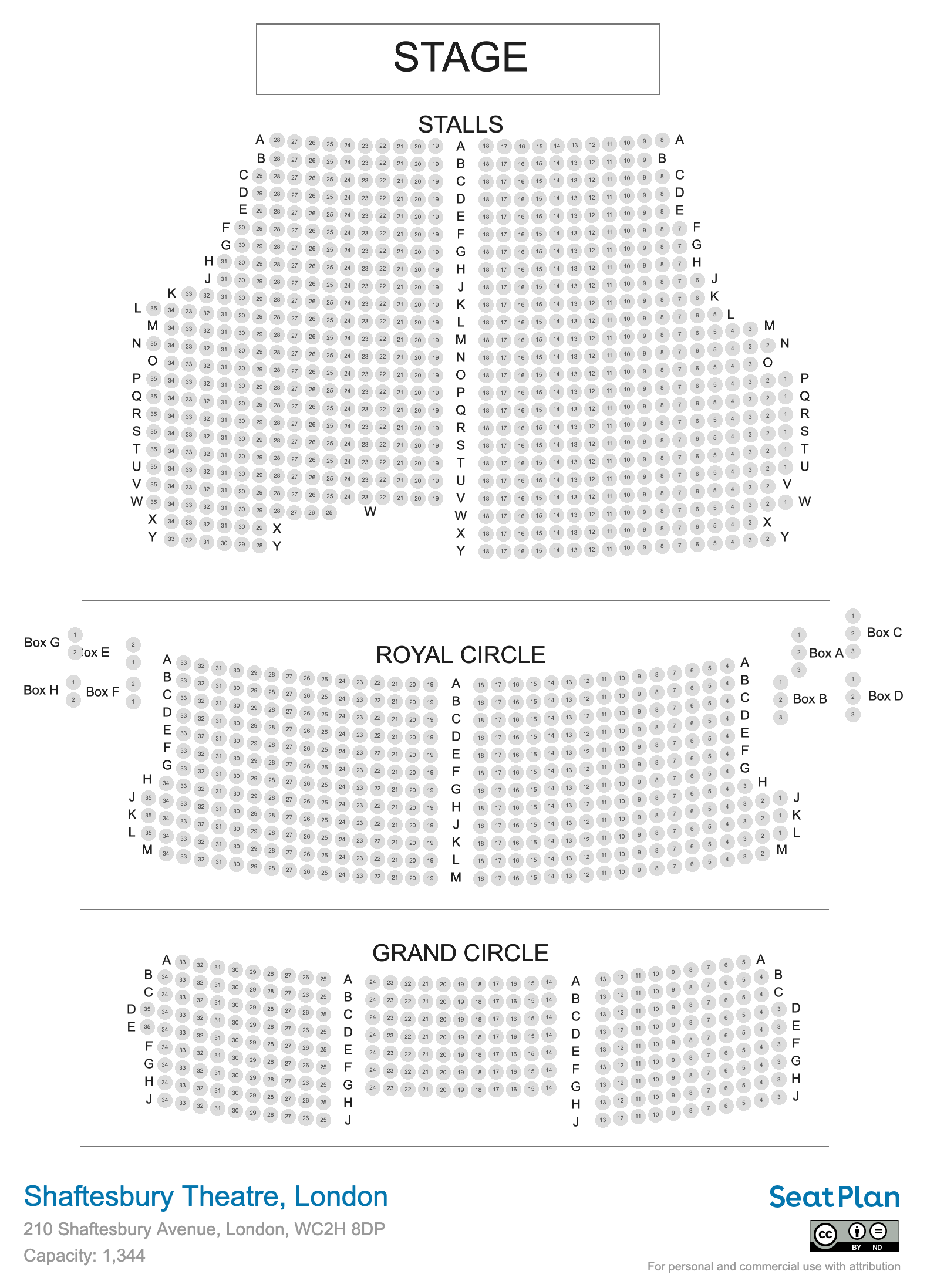 Shaftesbury Theatre seating plan
