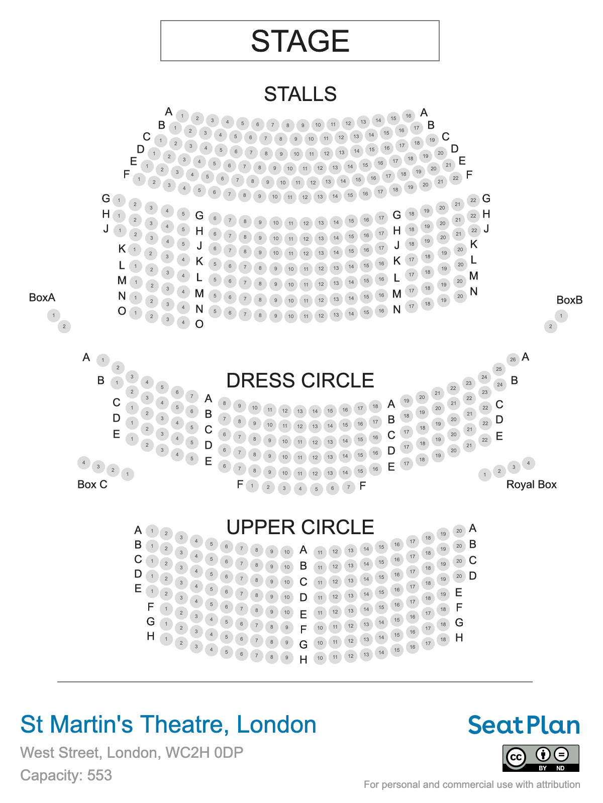 St Martin's Theatre seating plan