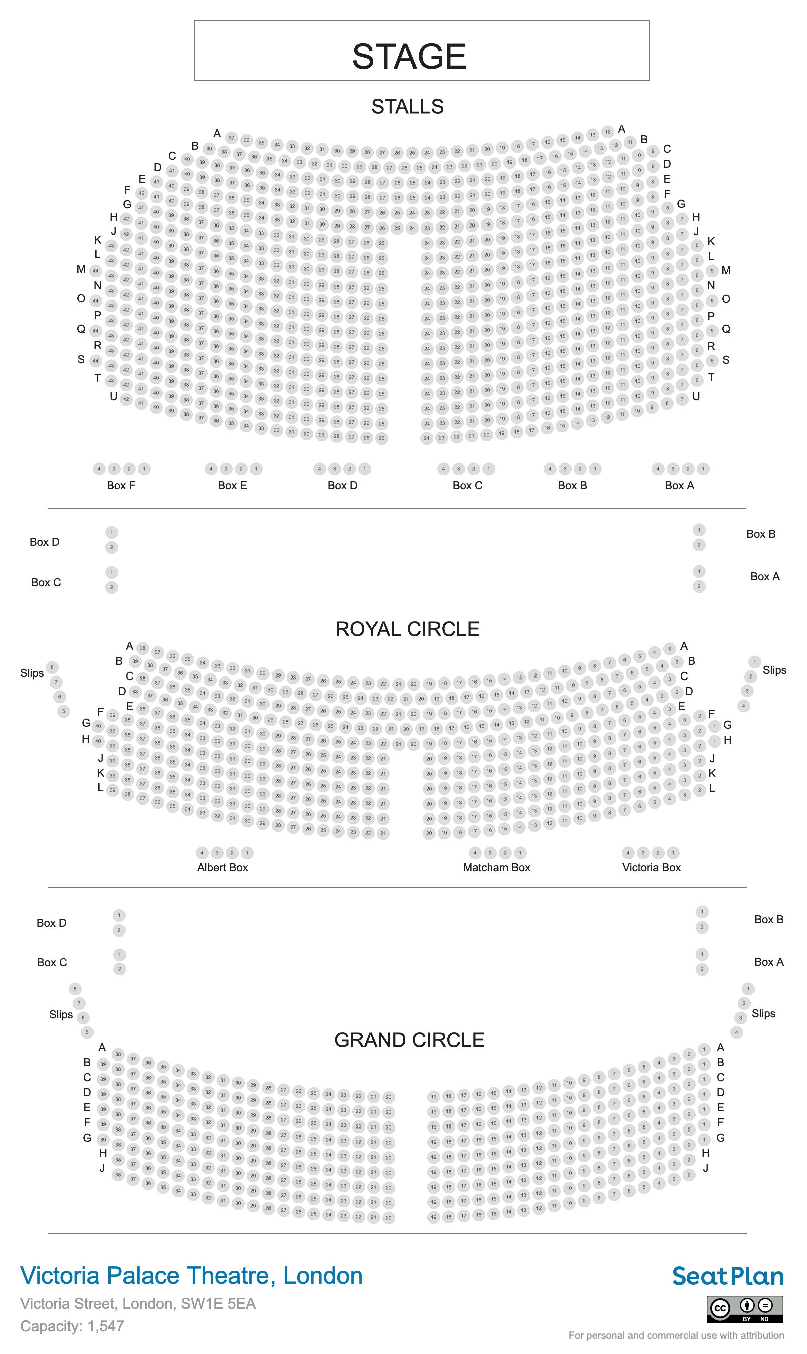 Victoria Palace Theatre seating plan