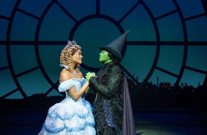 Lucy St. Louis (Glinda) and Alexia Khadime (Elphaba) in Wicked