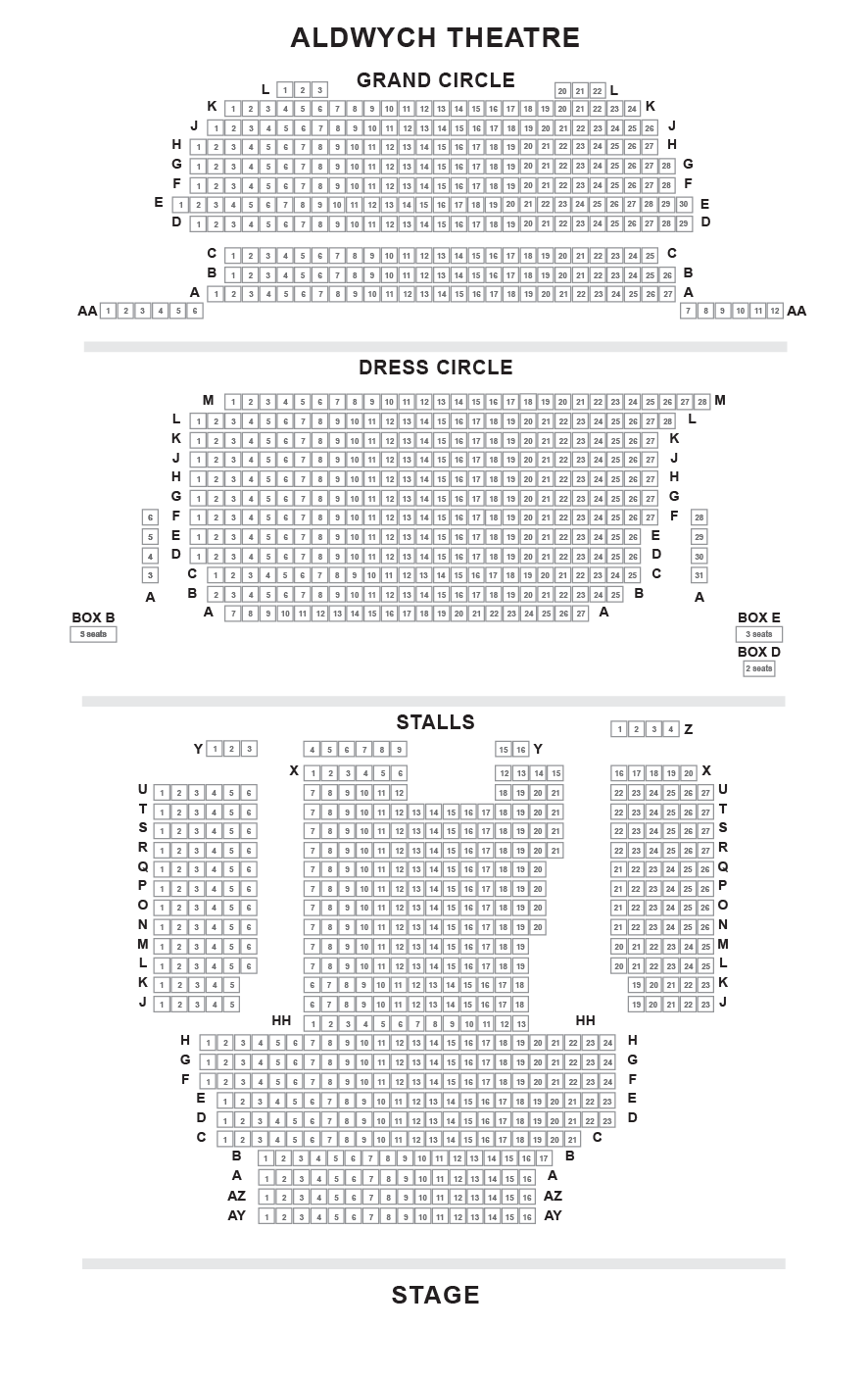 Aldwych Theatre seating plan