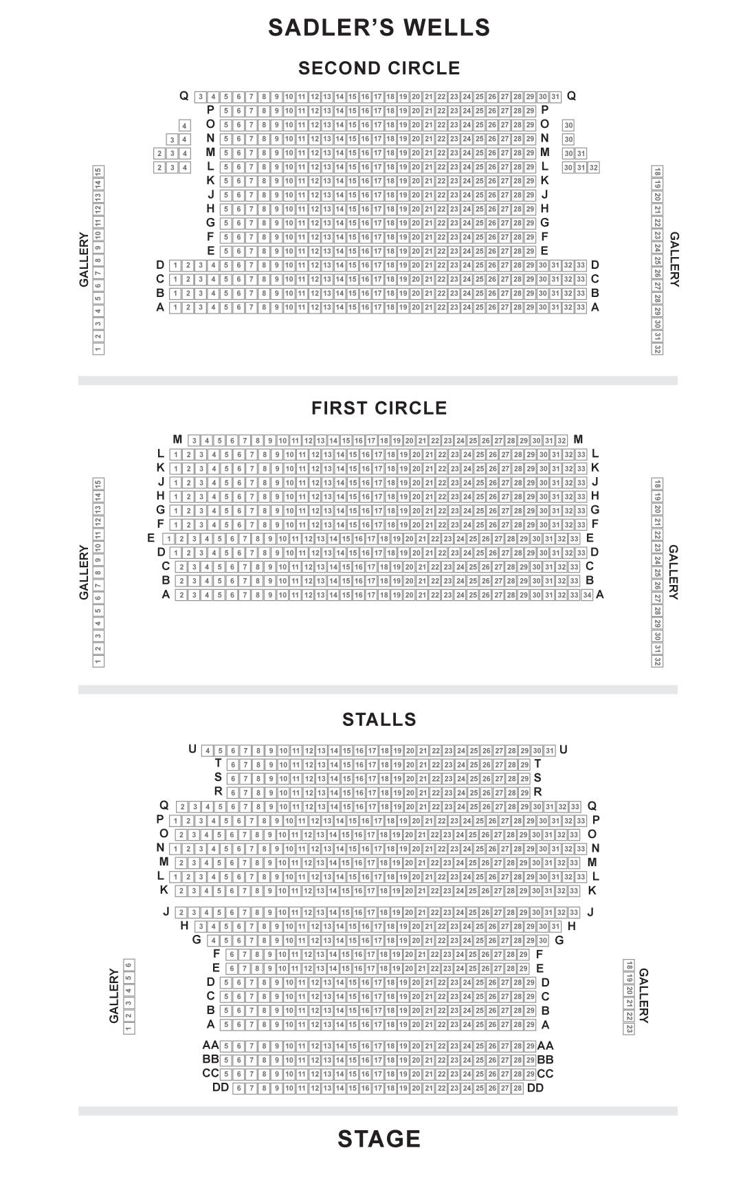 Sadler's Wells Theatre Seating Plan