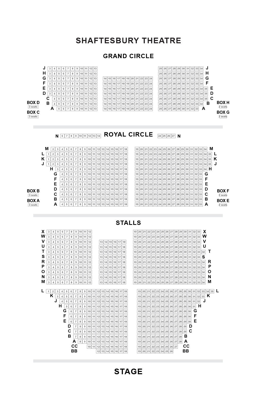 Shaftesbury Theatre seating plan