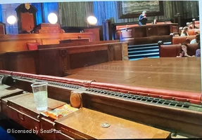 London County Hall Courtroom Stalls B25 view from seat photo