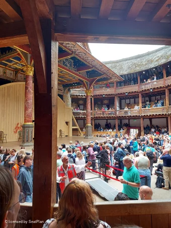 Shakespeare's Globe Theatre Lower Gallery - Bay L D61 view from seat photo