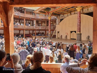 Shakespeare's Globe Theatre Lower Gallery - Bay E E33 view from seat photo