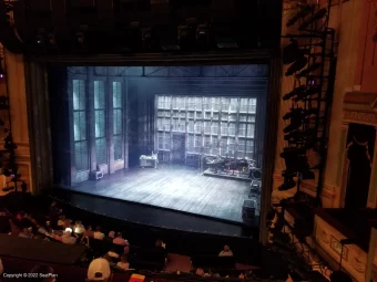 Neil Simon Theatre Mezzanine D2 view from seat photo