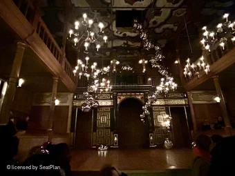 Sam Wanamaker Playhouse Playhouse Pit C8 view from seat photo