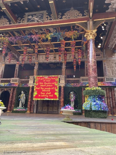 Shakespeare's Globe Theatre Yard Standing A5 view from seat photo